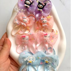 Kuromi Tül Desenli  Lastik Tokalar